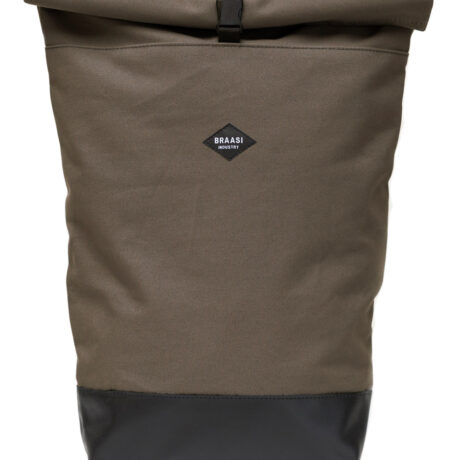 The Rolltop Canvas Braasi backpack in light brown great for laptops