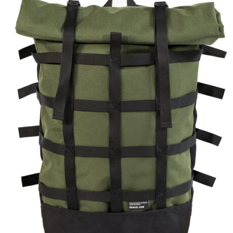 Braasi Webbing water resistant backpack in khaki color with black webbing