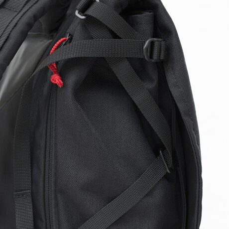 A close-up of the spacious laptop pocket of Braasis black Klopista backpack